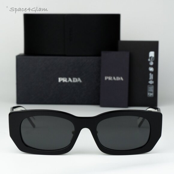 Prada Men Sunglasses Black Grey Rectangle PRB05SF 09Q08Z NEW AUTHENTIC - Picture 1 of 10